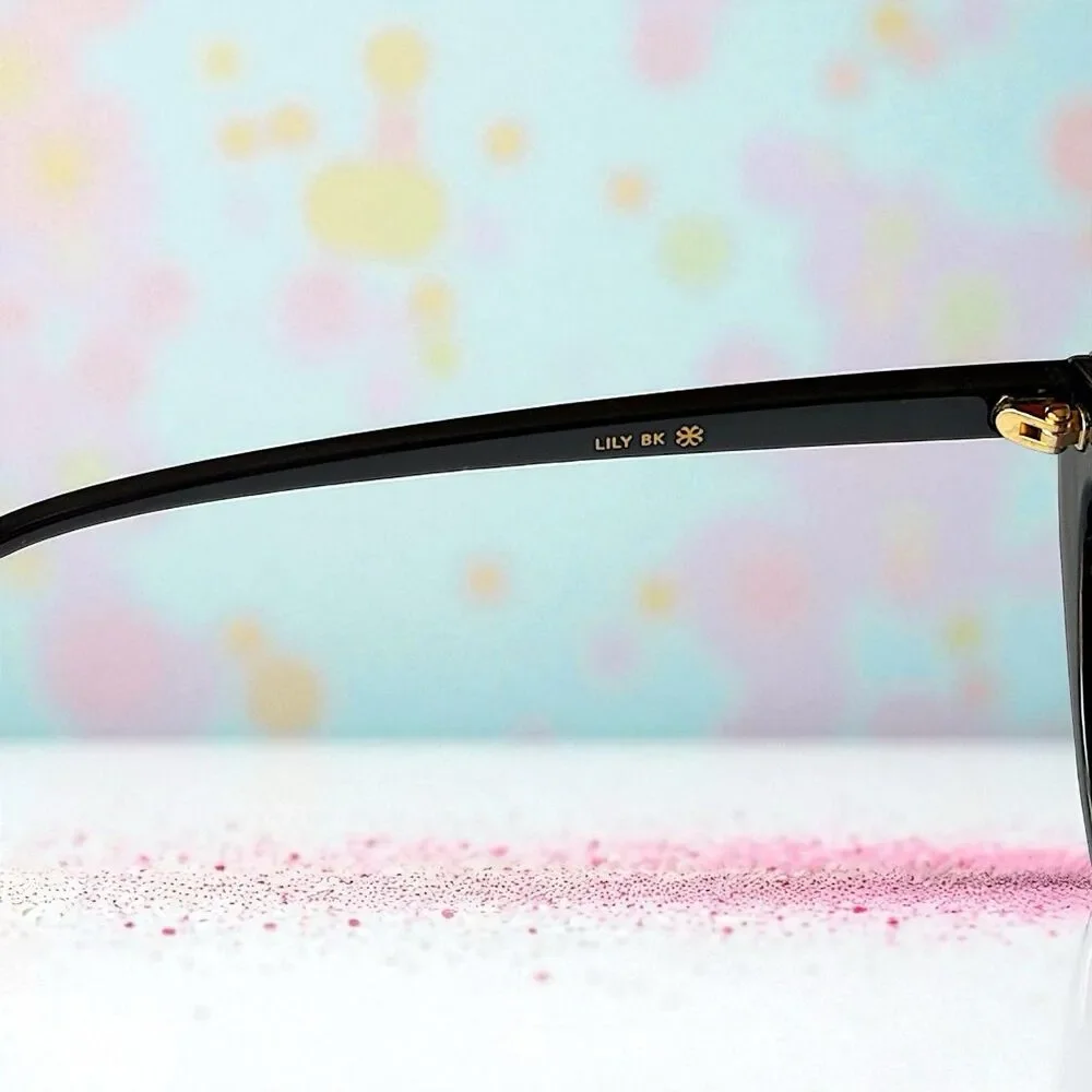 VELVET EYEWEAR The Lily Cat Eye Sunglasses in black w/microfiber pouch